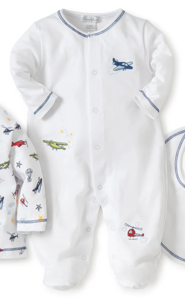 Aviator helicopter print footie
