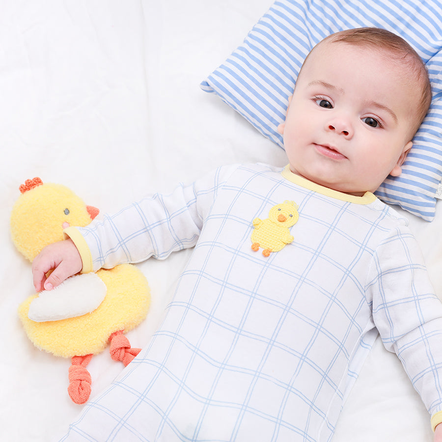 Crochet Chicks Blue Grid Babygro