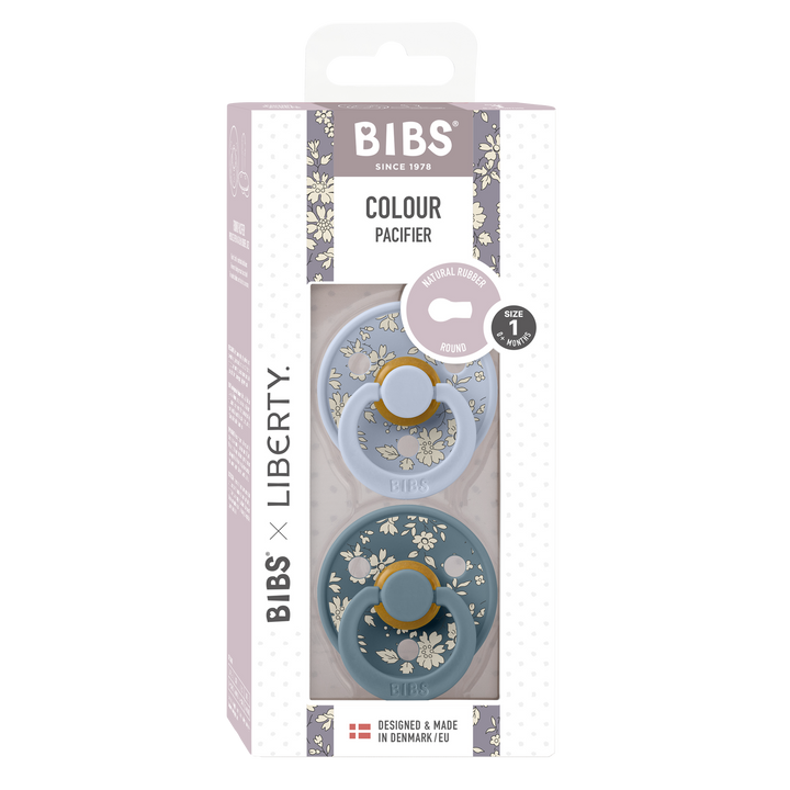BIBS x Liberty 2 PACK Colour Capel Latex Size 1 Dusty Blue Mix