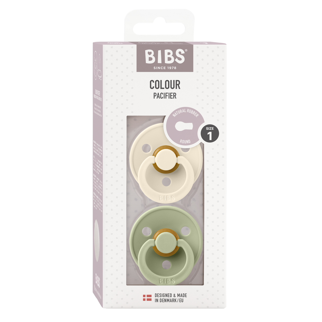 BIBS Colour 2 PACK Latex Size 1 Ivory/Sage