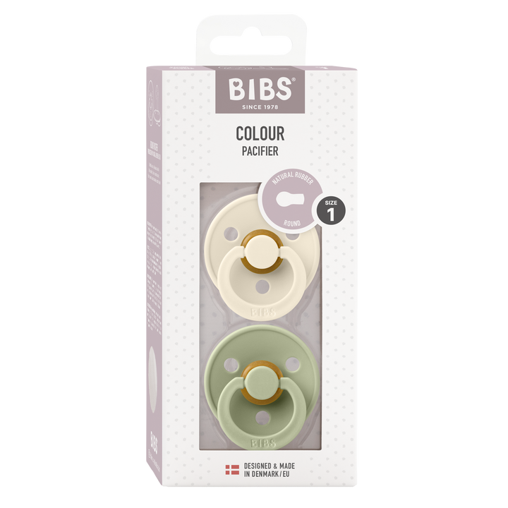 BIBS Colour 2 PACK Latex Size 1 Ivory/Sage