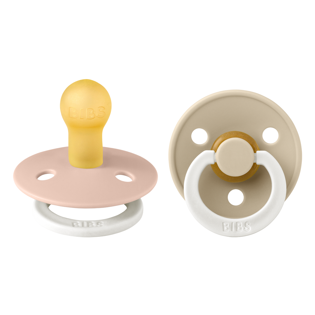 BIBS Colour 2 PACK Latex Size 1 Blush GLOW/Vanilla GLOW