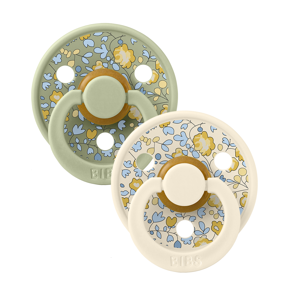 BIBS x Liberty Pacifier Colour 2 PACK Eloise Latex Size 2 Symmetrical Sage Mix