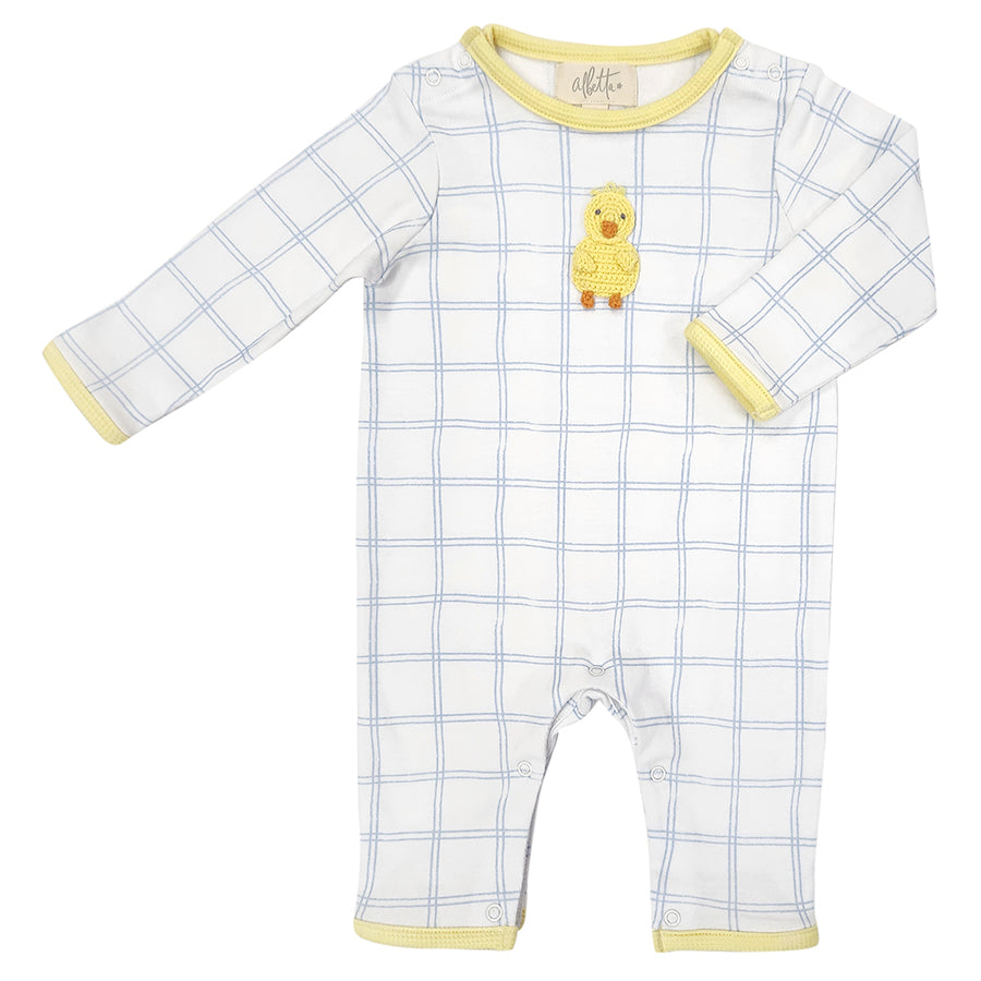 Crochet Chicks Blue Grid Babygro