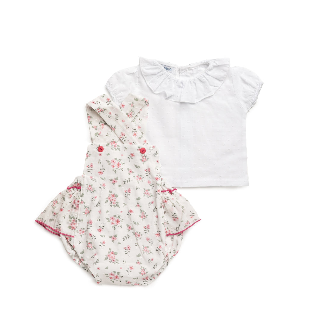 FLOWER FABRIC OVERALL WITH SHIRT - Fresa