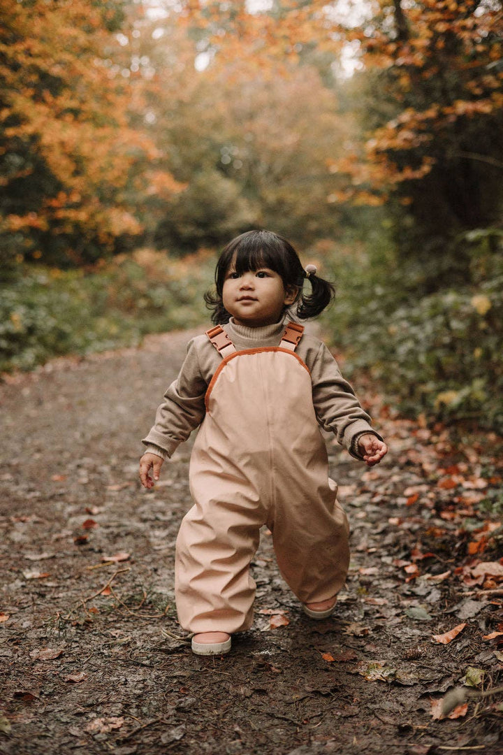 Peachy Pink Puddle Duck Rain Overalls