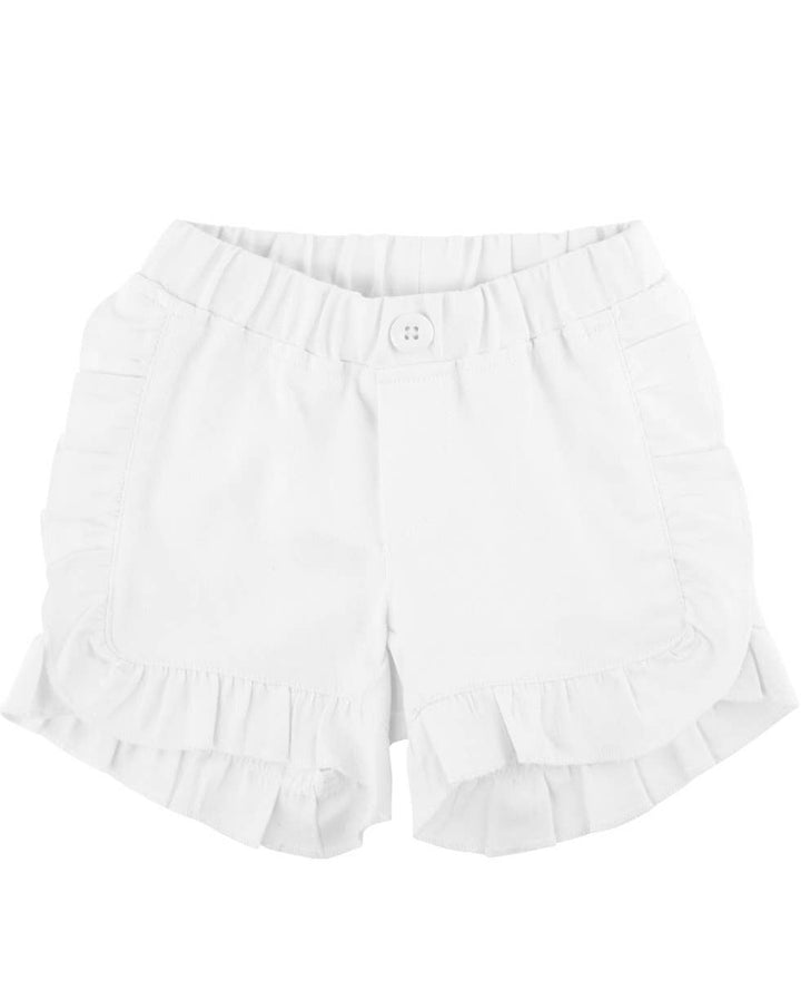 Toddler Girls White Ruffle Trim Woven Shorts