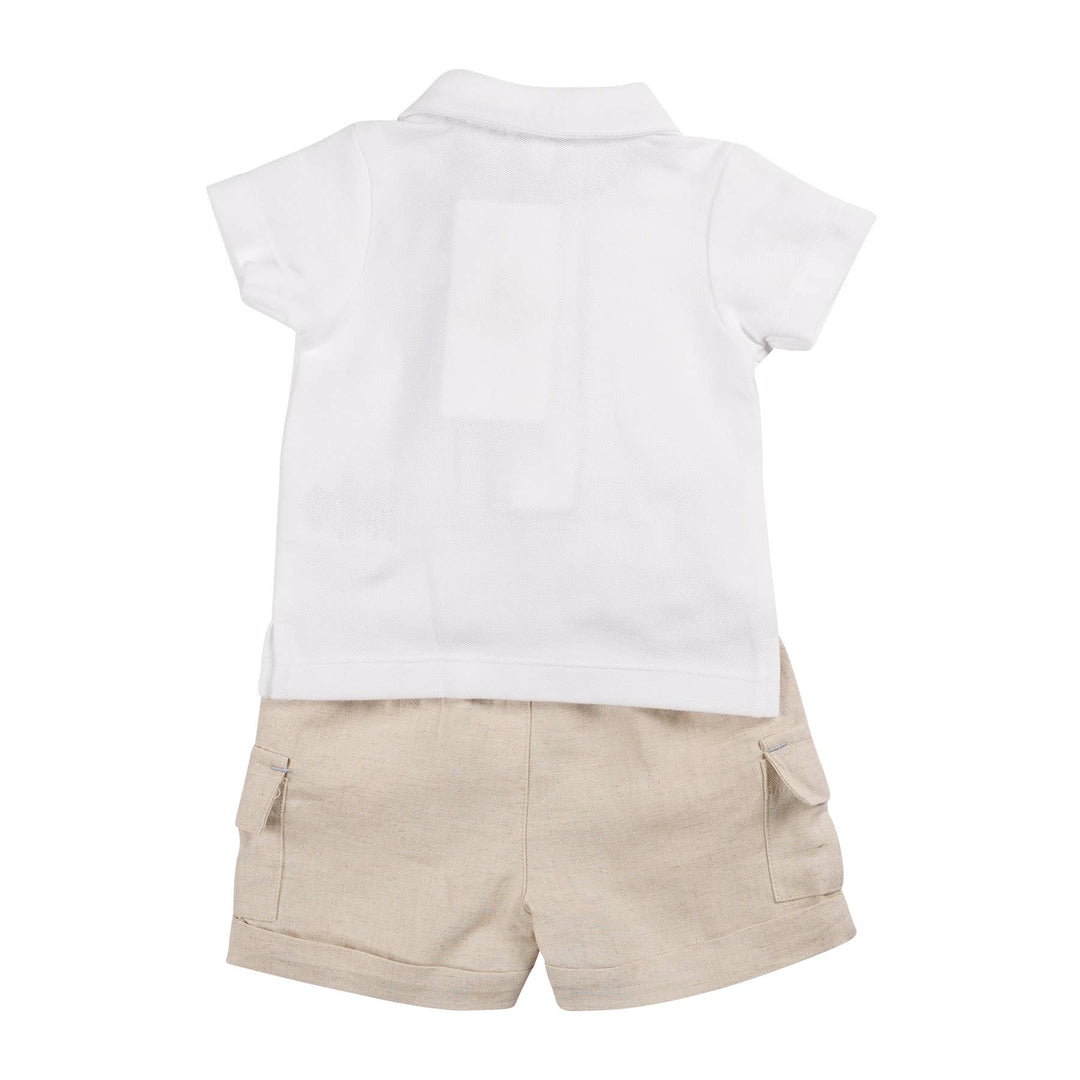 Beige Polo Top & Short Set