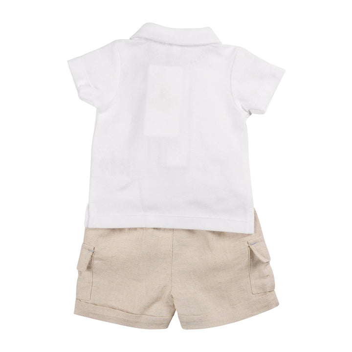 Beige Polo Top & Short Set