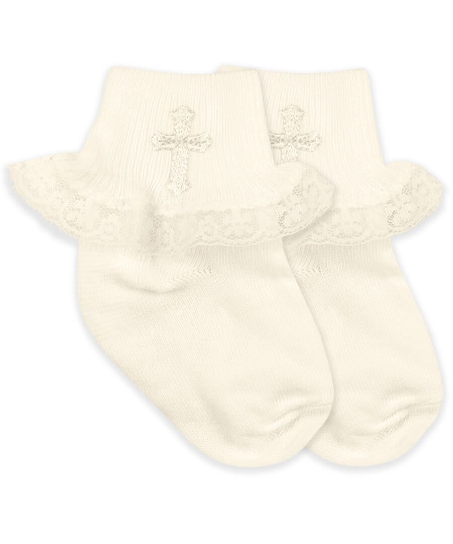 Girls Christening Sock Cream 0 - 2.5
