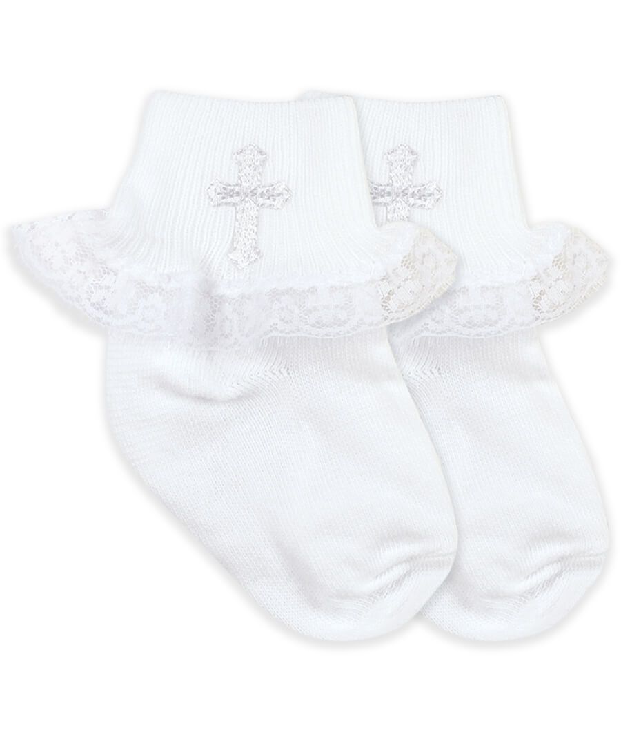 Girls Christening Sock White 0 - 2.5