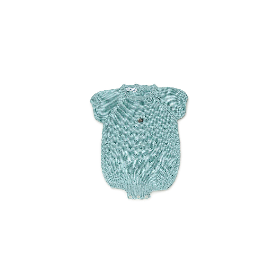 Baby Knitted Romper - Water Green