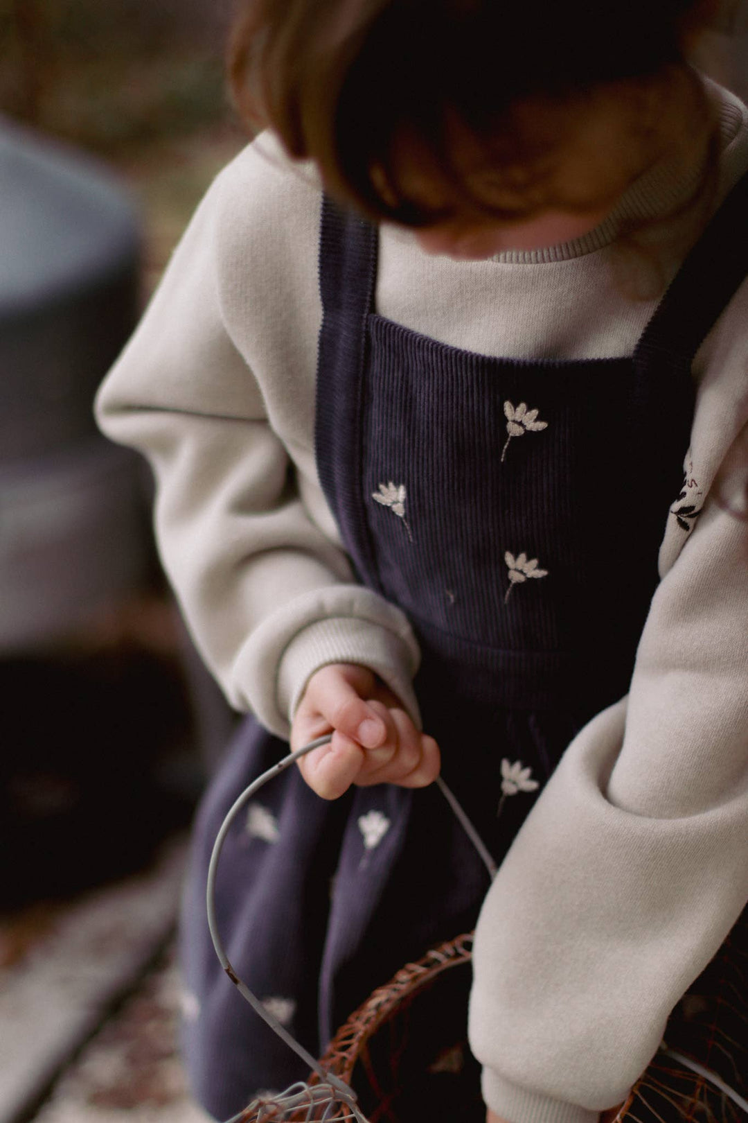 Baby / Girl Corduroy Dress 100% Cotton Flower Embroidery
