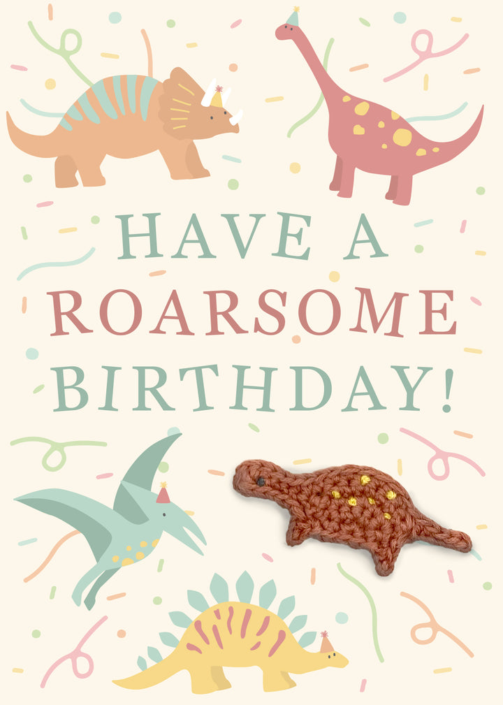 Roarsome Birthday Crochet Dinosaur Card