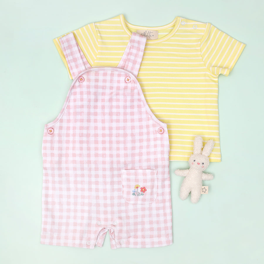 Pink Gingham Short Dungaree