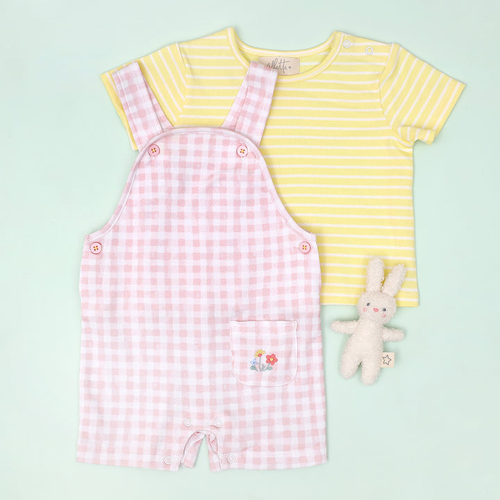 Pink Gingham Short Dungaree