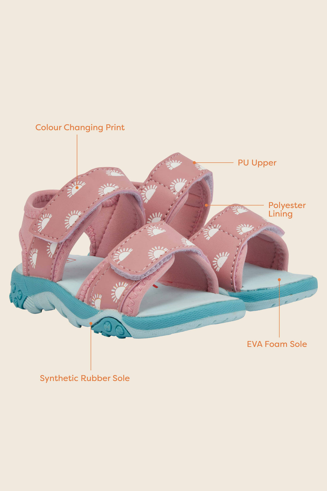 Grass & Air Kids Rose Colour-Changing Sandals