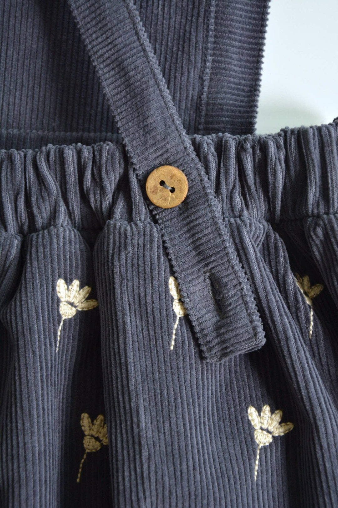 Baby / Girl Corduroy Dress 100% Cotton Flower Embroidery