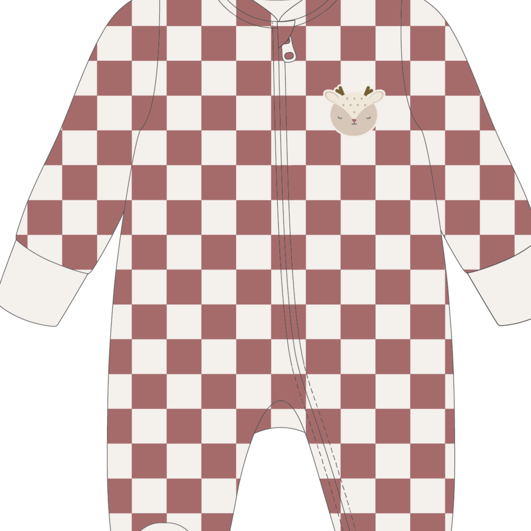 Baby Jersey Sleepsuit - Red Checkerboard