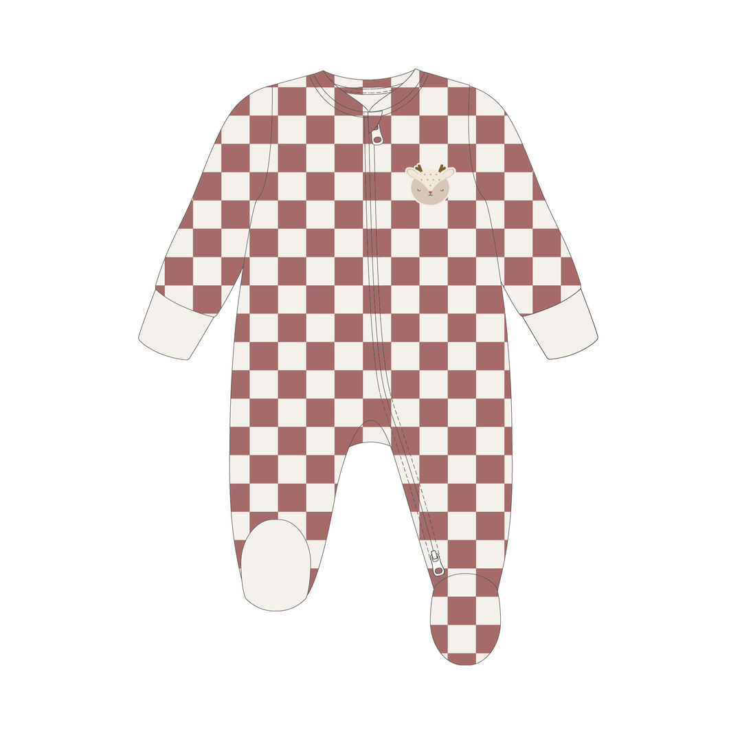 Baby Jersey Sleepsuit - Red Checkerboard