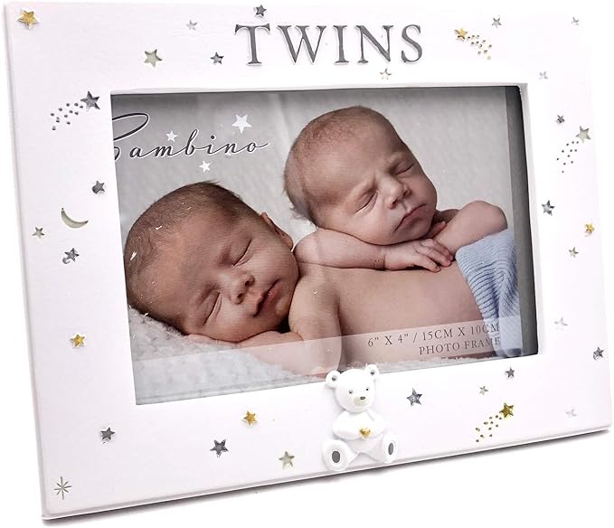 Bambino Resin Twins Photo Frame 6" x 4"