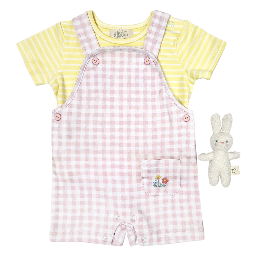 Pink Gingham Short Dungaree