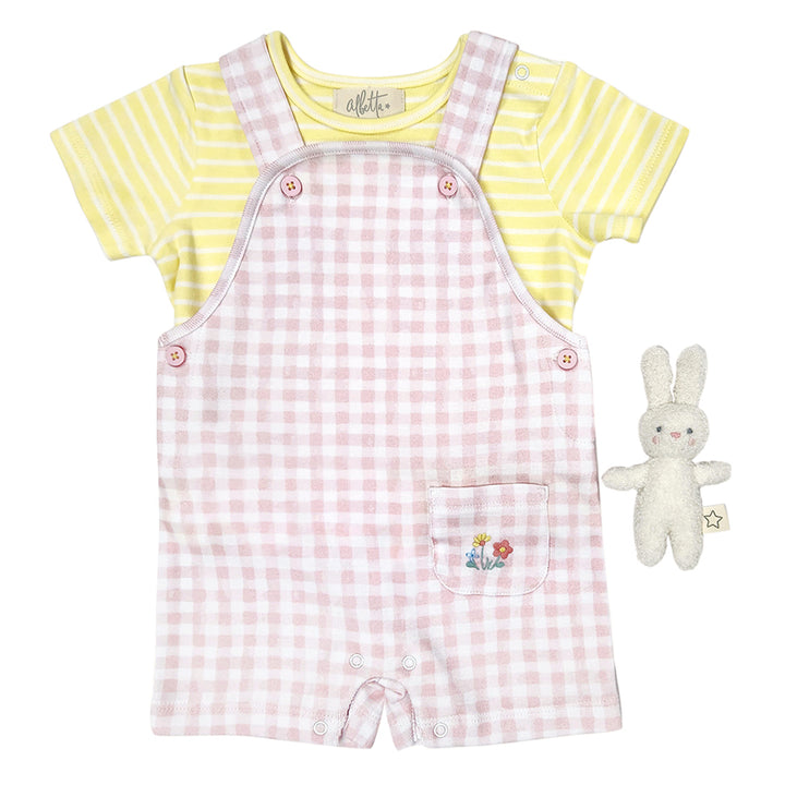 Pink Gingham Short Dungaree