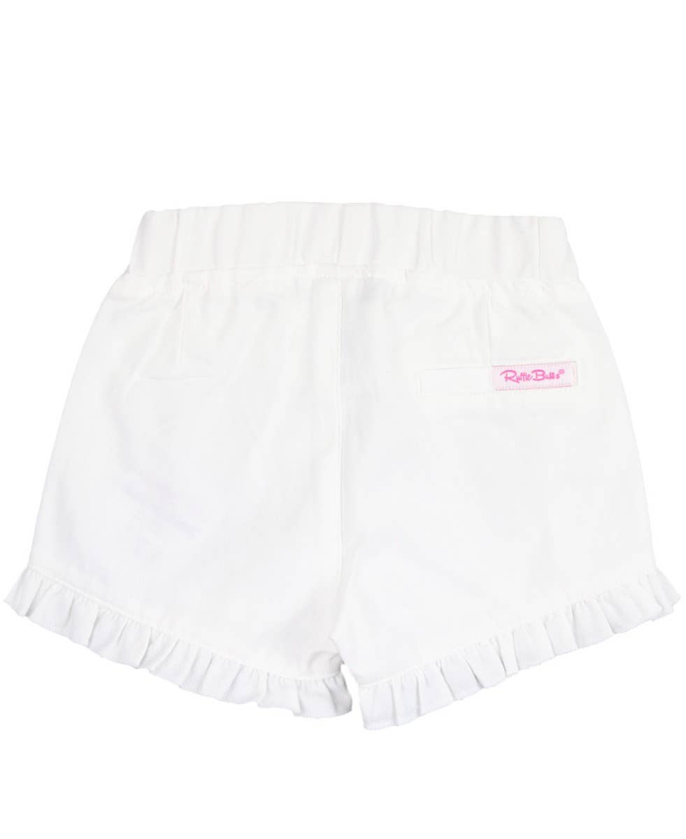 Toddler Girls White Ruffle Trim Woven Shorts