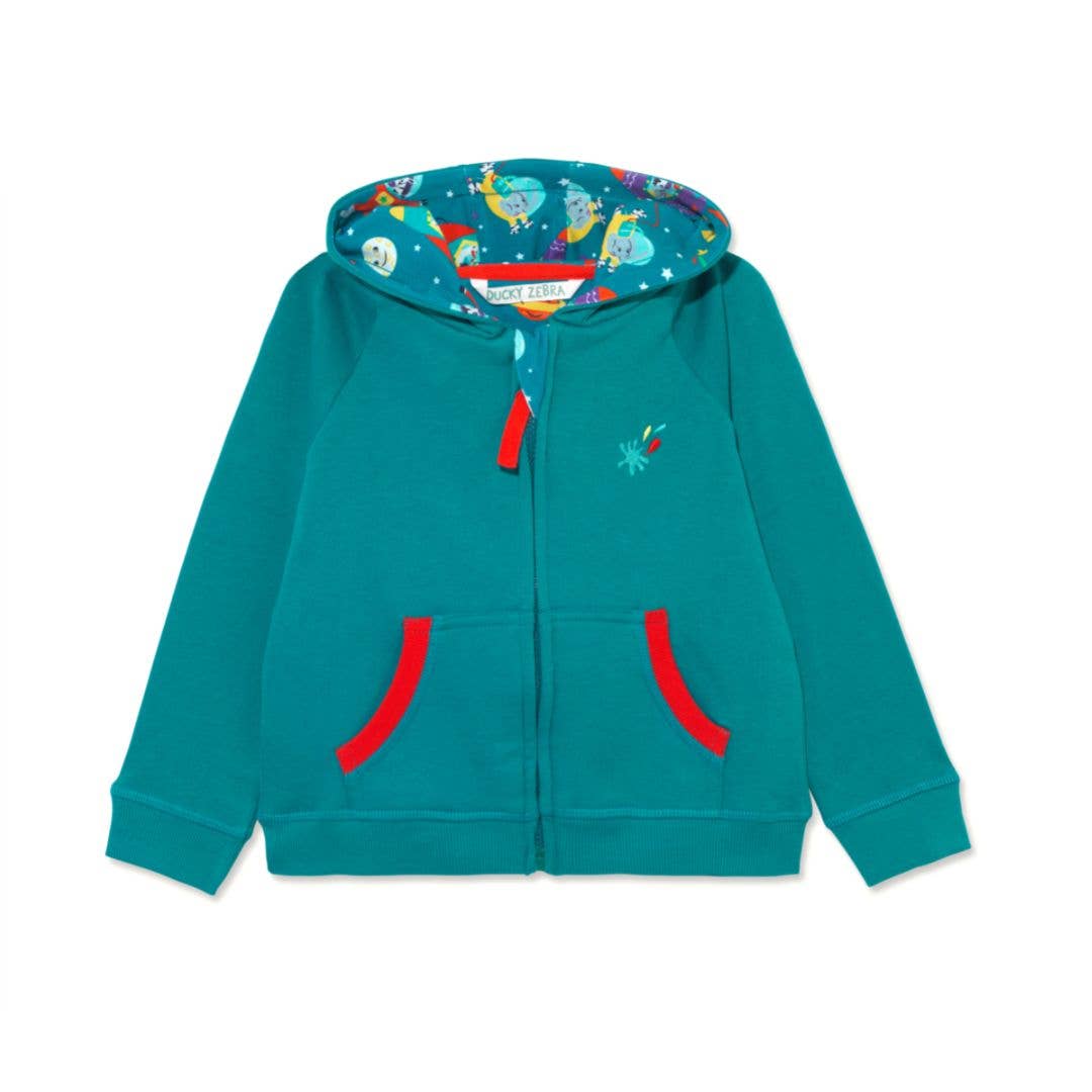 Organic Cotton Kids Teal Zip-Up Hoodie