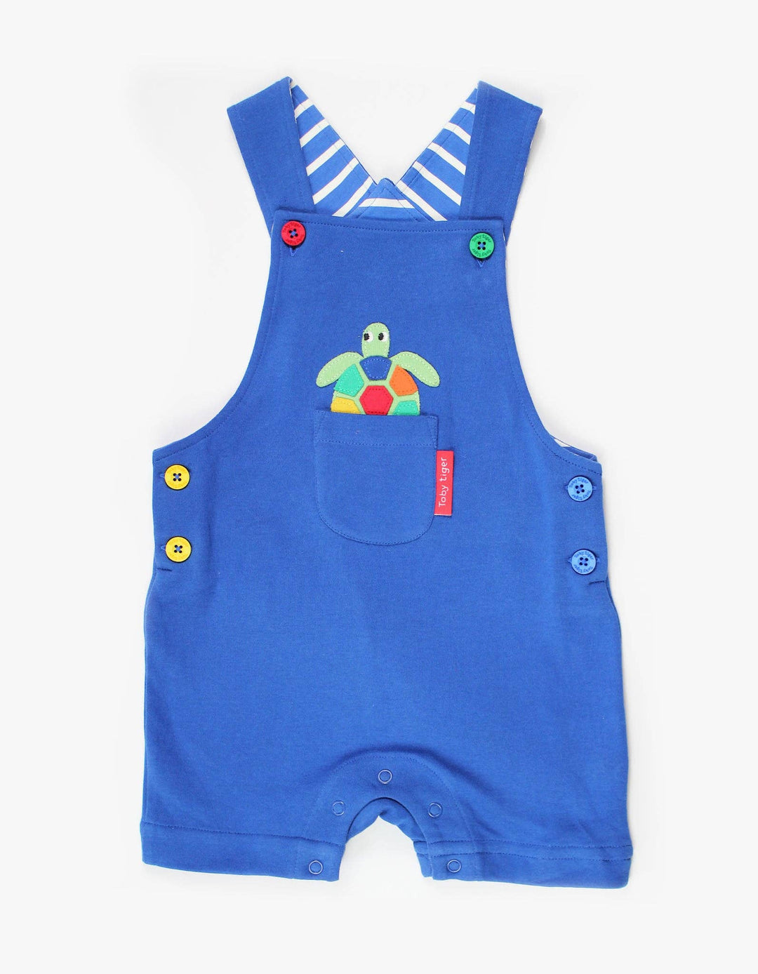 Organic Turtle Applique Dungaree Shorts