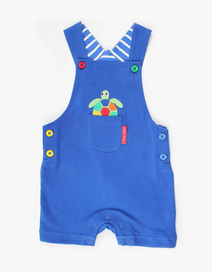 Organic Turtle Applique Dungaree Shorts