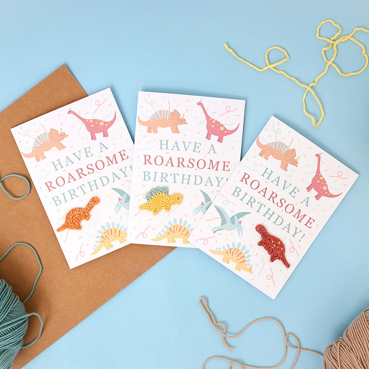 Roarsome Birthday Crochet Dinosaur Card