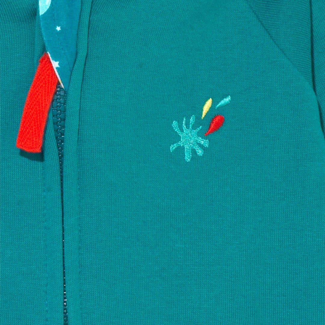 Organic Cotton Kids Teal Zip-Up Hoodie