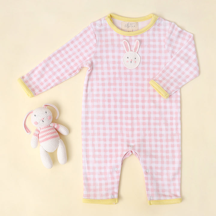 Crochet Bunny Gingham Babygro