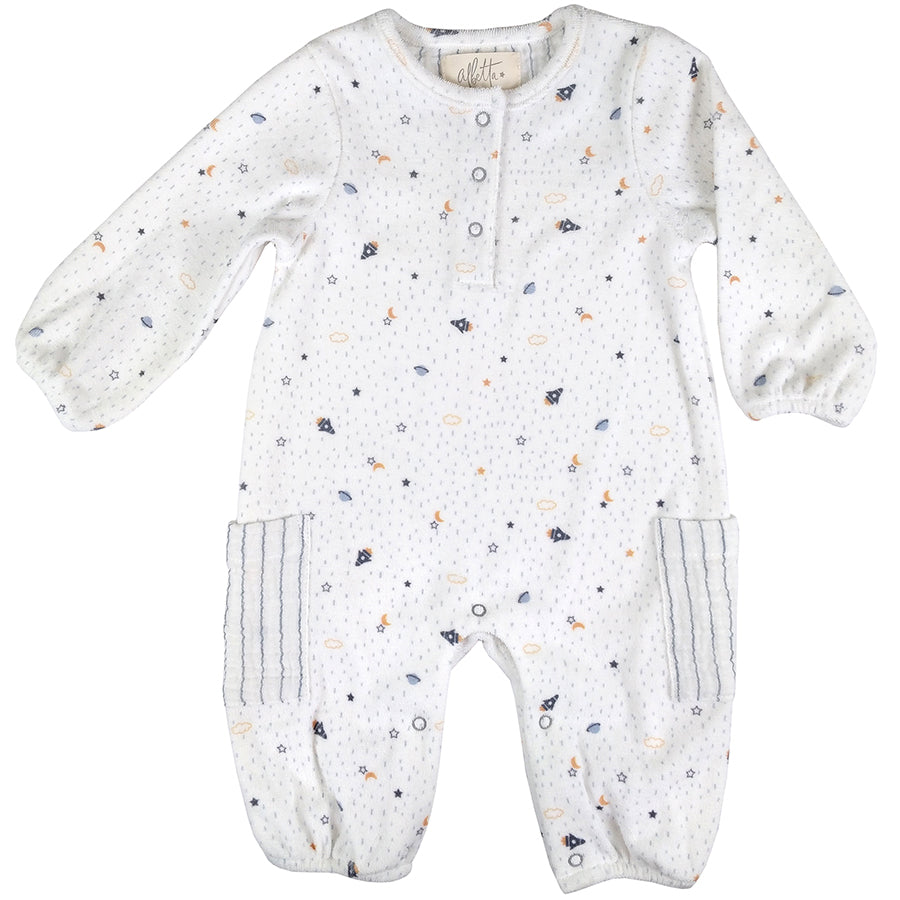 Printed Towelling Space Babygro