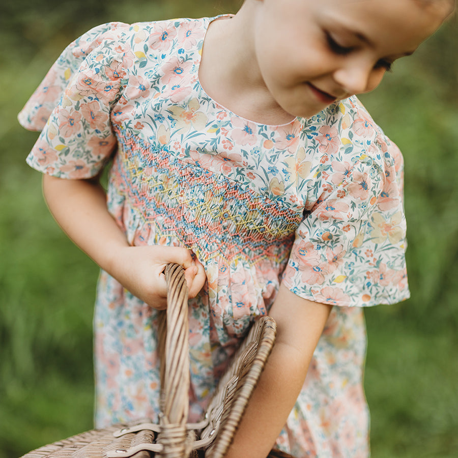 Loretta Print Hand Smocked Dress