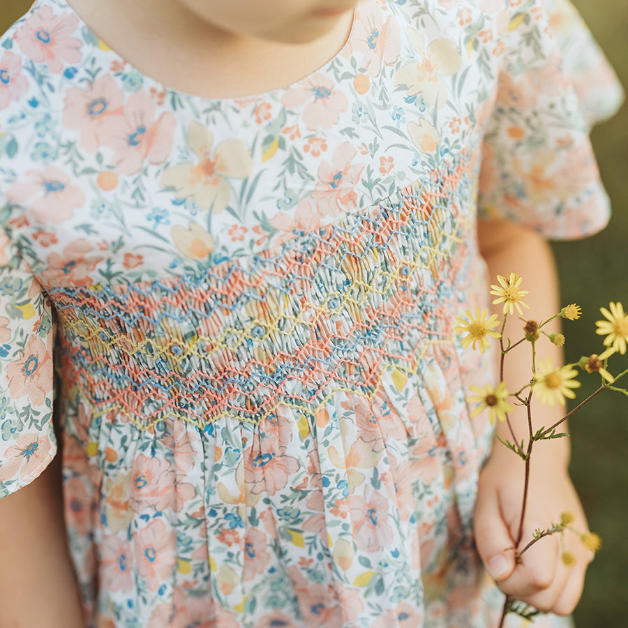 Loretta Print Hand Smocked Dress