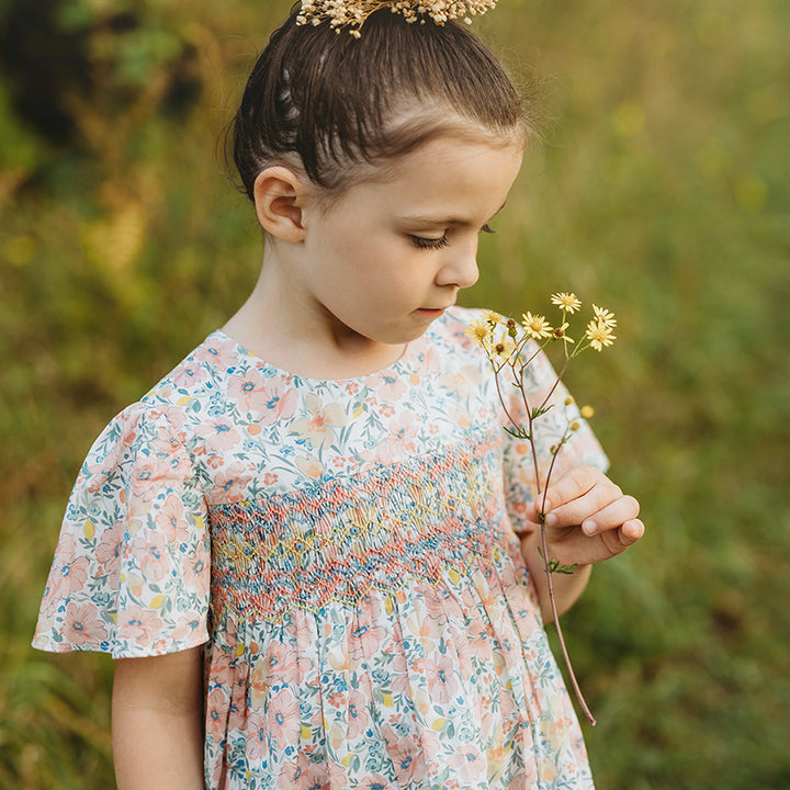 Loretta Print Hand Smocked Dress