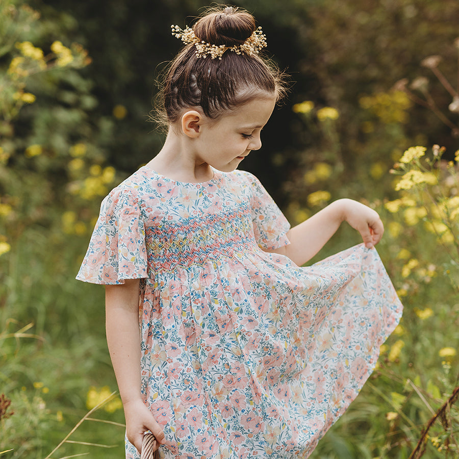 Loretta Print Hand Smocked Dress