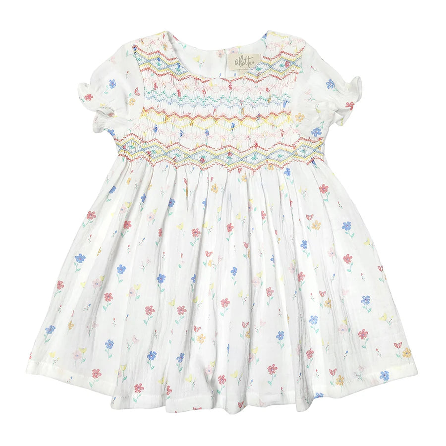 Poppy Print Hand Smocked Dress