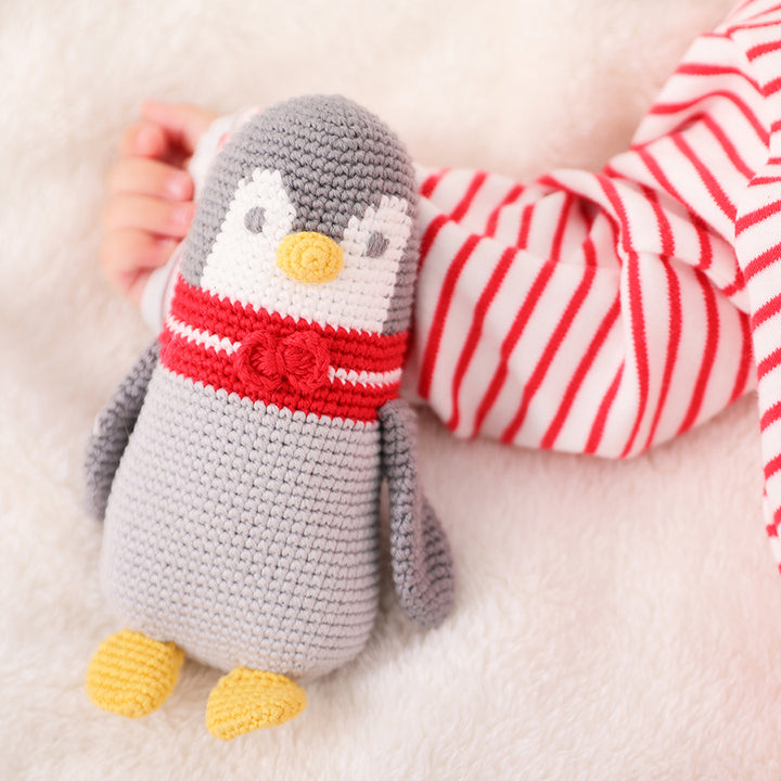 Crochet Penguin Rattle Toy