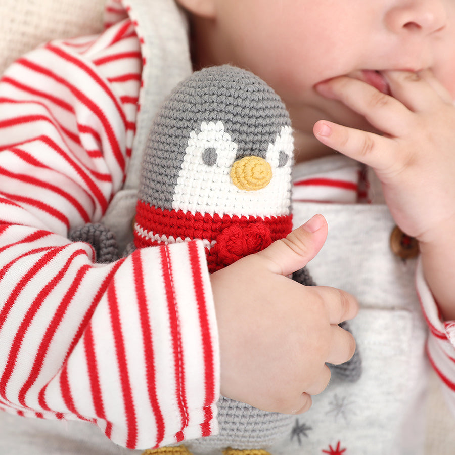 Crochet Penguin Rattle Toy