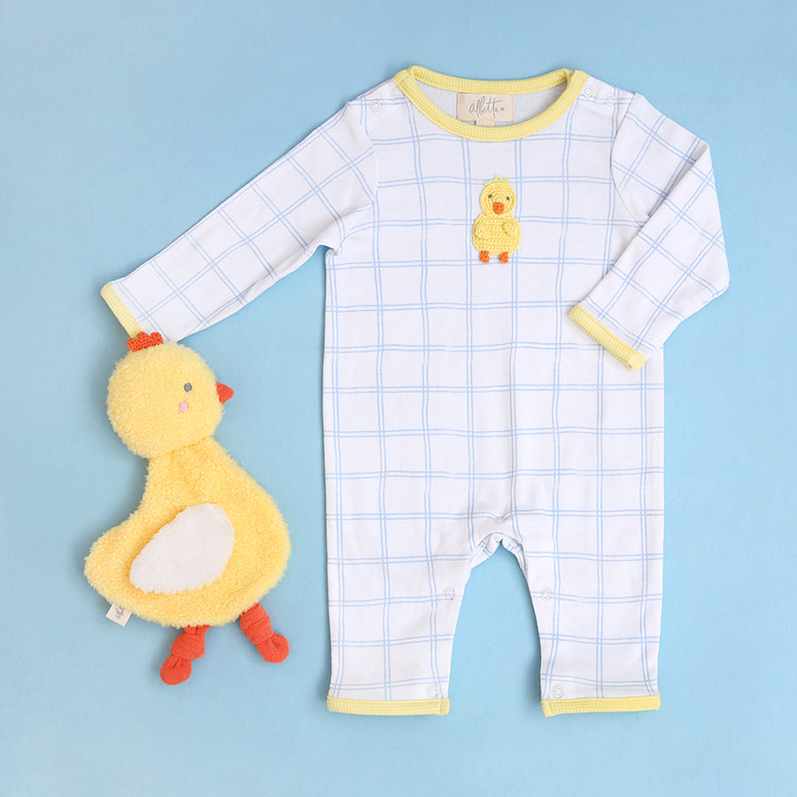 Crochet Chicks Blue Grid Babygro