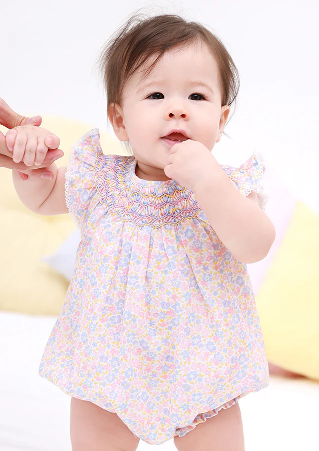 Jeanne Hand Smocked Raglan Romper