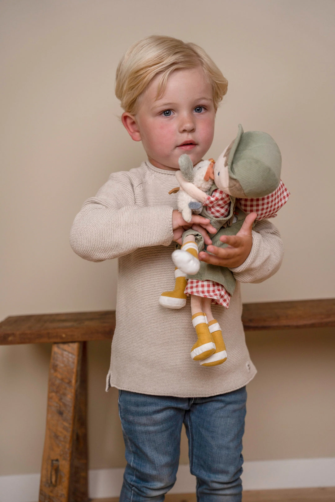 Cuddle doll Farmer Jim with chicken 35cm