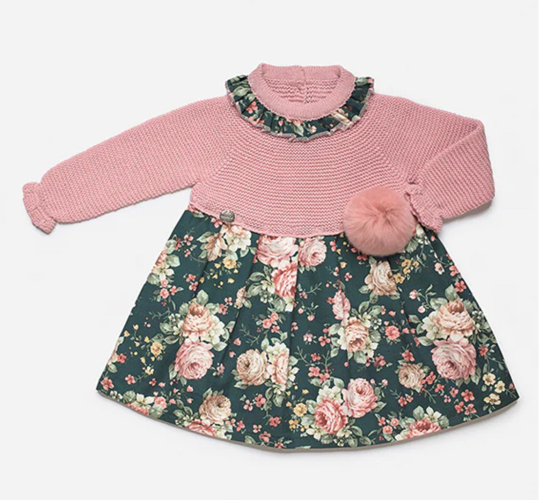 Juliana Dress - Rose with pom pom