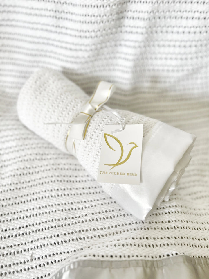 Gilded Bird Cellular Blanket - White/Pram