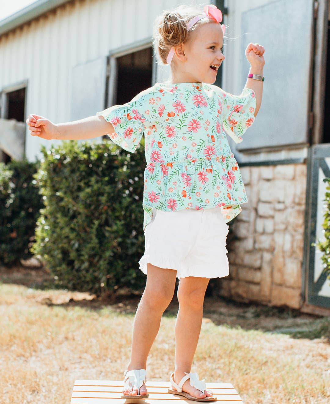 Toddler Girls White Ruffle Trim Woven Shorts