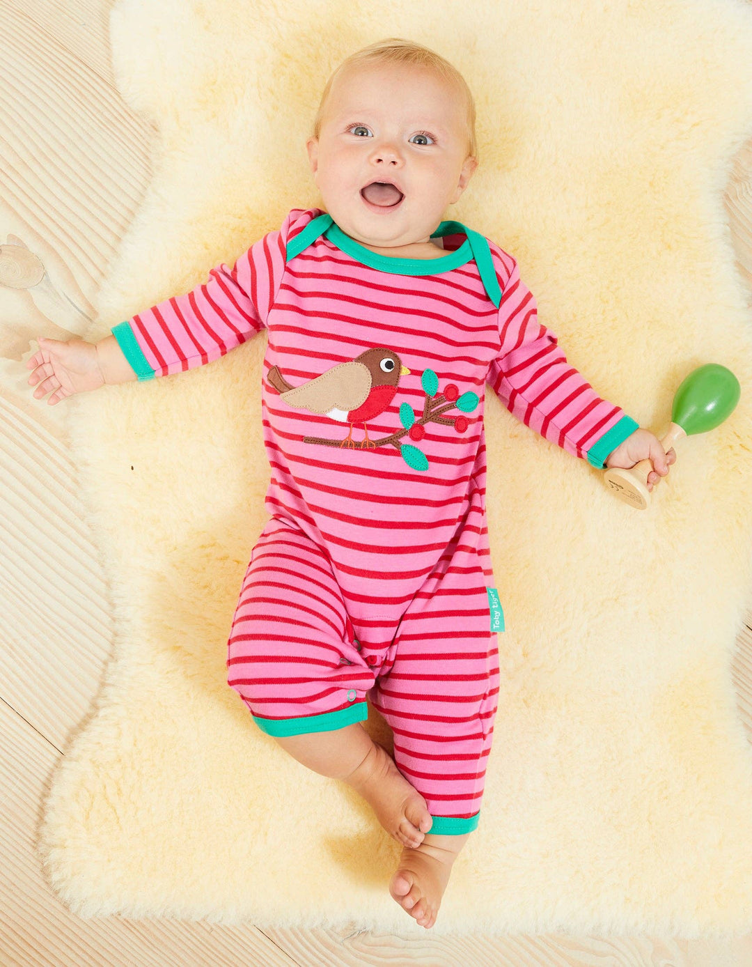 Organic Robin Applique Sleepsuit