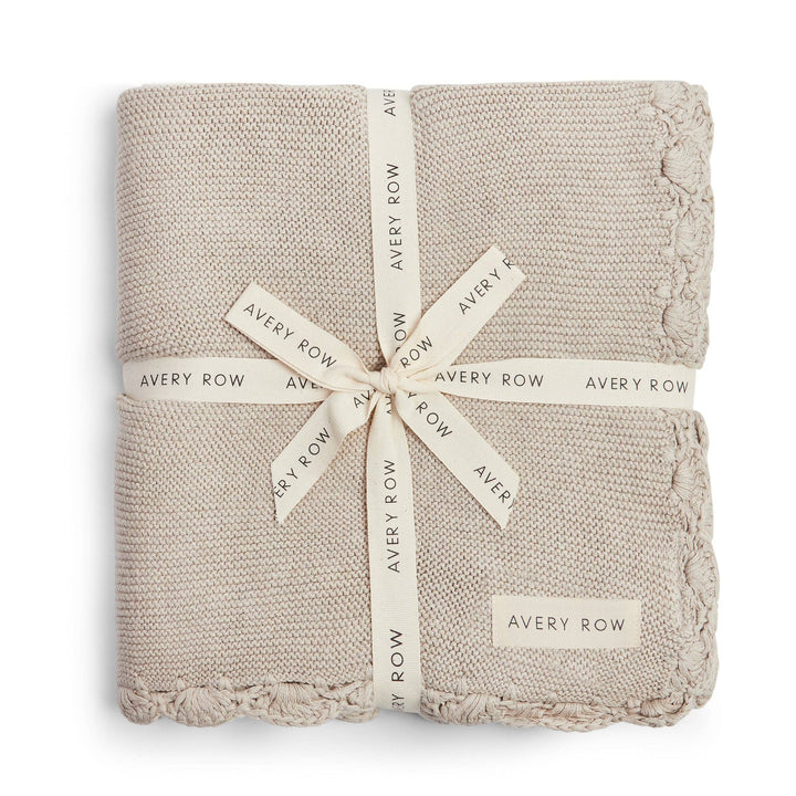 Scallop Knit Blanket - Stone